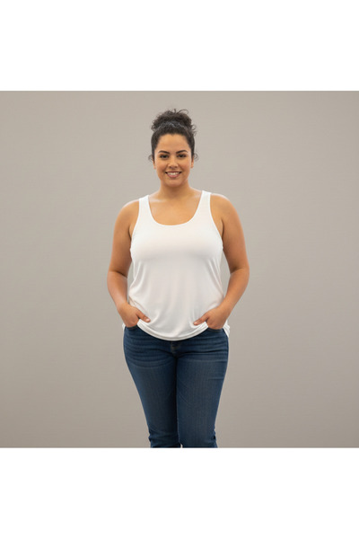 MrrMajestic Women's Thick Strapped Beige Lycra Tank Top - Oversized Size - Se...