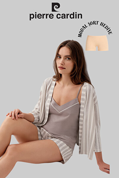 Pierre Cardin Set de pijamale din 3 piese pentru femei, cu pantaloni scurți c...