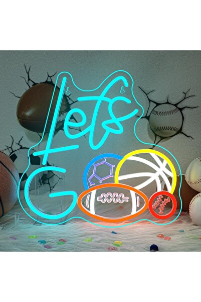 Slasa Let’s Go Basketball LED Neon Sign – 32x33 cm 4 Balls Sports Wall Light
