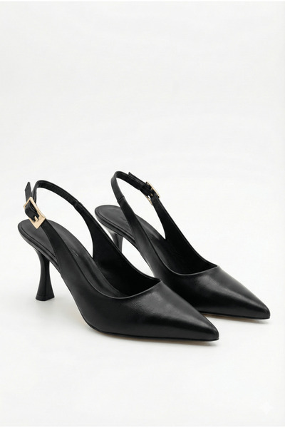 Redoxy Дамски обувки с остри върхове, тънки токове и черни каишки около глезена