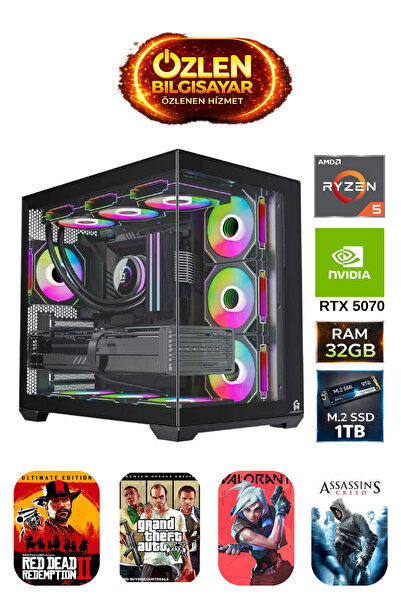 ÖZLEN XL1 - Ryzen 5 5600X | 32GB Ram | 1TB M.2 SSD | RTX 5070 12GB Oyuncu Mas...