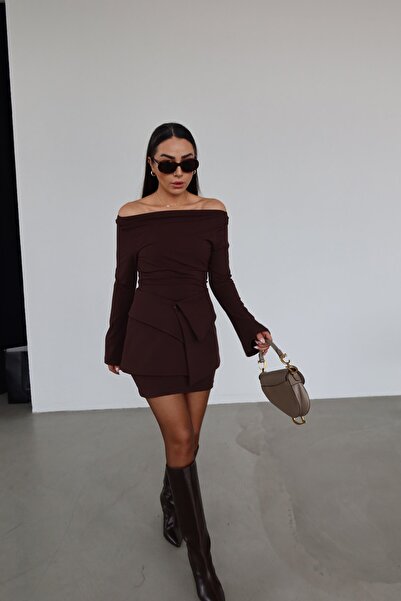 Özge Özgenç Süet Elbise Etek Takım