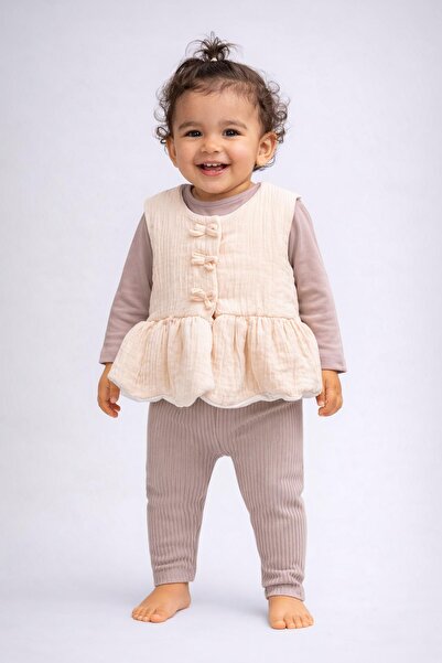 dinamik çocuk Baby Girl Muslin Vest Set Piece Set with Badili – Transitional ...
