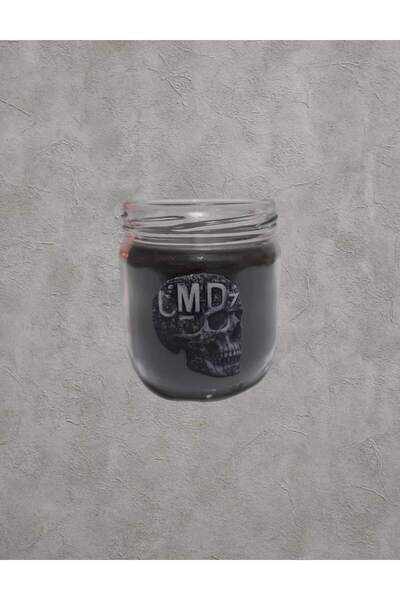 SkullJa 300 gr Kurukafa Baskılı Kahverengi Kavanoz Mum | %100 Soya Wax Kokulu Mum
