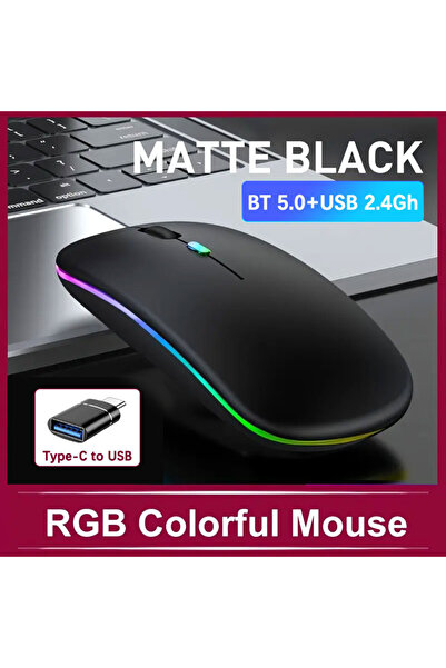 Choice8 Black 1 Wireless Rechargeable Mouse With LED Backlight Bluetooth With...