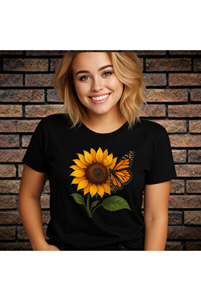 CXO Craft Tricou Dama cu Imprimeu, Floarea Soarelui, Bumbac