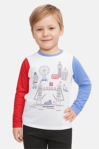 Hamleys H By Kids Boy Crew Neck Long Sleeves Graphic Print T-Shirt, Multicolor