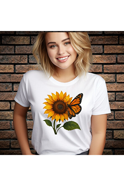 CXO Craft Women's T-Shirt with Printed, Sunflower, Cotton