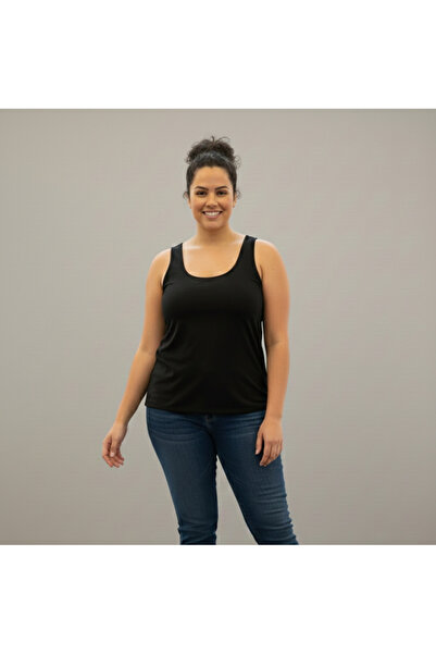 MrrMajestic Women's Thick Strapped Beige Lycra Tank Top - Oversized Size - Se...