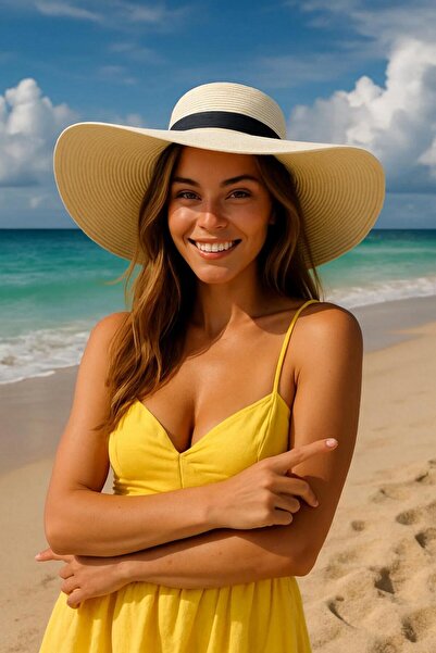 keisy Women's Knitted Wide Straw Hat