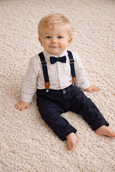 RÜYA KİDS Baby Boy Bodysuit with Shirt, Detachable Bow Tie, Adjustable Waist ...