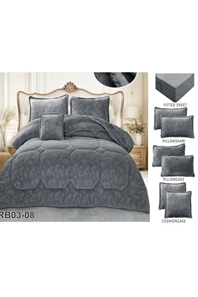 alzawia Single velvet faux fur bedspread, 4 pieces