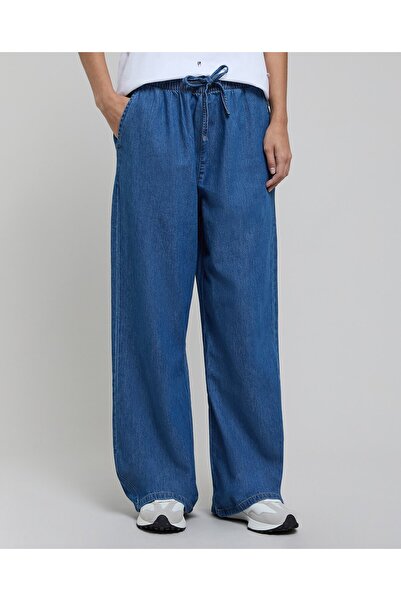 R&B Washed Straight Jeans With Drawstring Waist