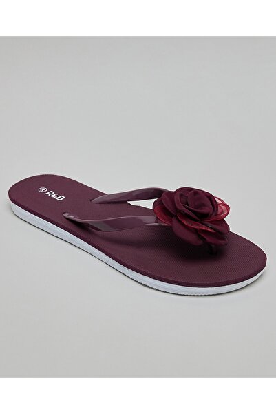 R&B Women's Wine 3D Flower Flip-Flops