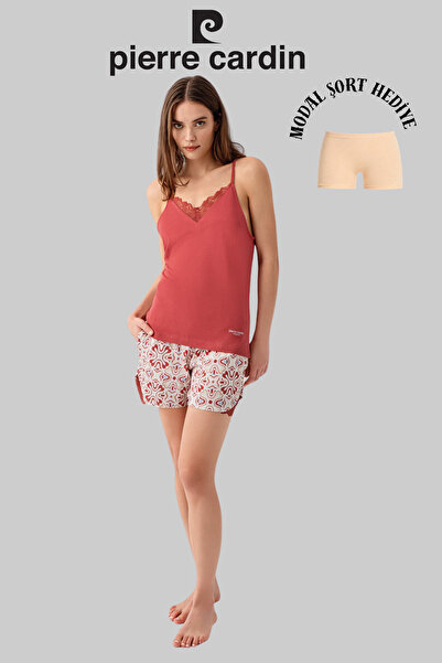 Pierre Cardin Women's Red Shorts Thin Strap Shorts Pajama Set (Modal Shorts w...