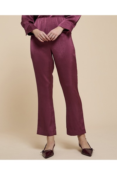 R&B Textured Flared Pants With Elastic Waist