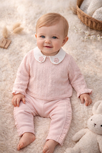 Uğur bebe بدلة وسروال ملابس محبوكة لطفلة صغيرة مع مسحوق وسحابات |   مجموعة فا...