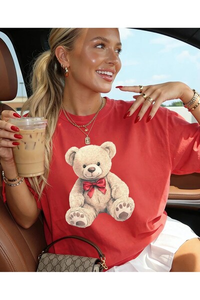 Jose Clothing supradimensionat croială Ursuleț cu mânecă scurtă cu imprimeu t...