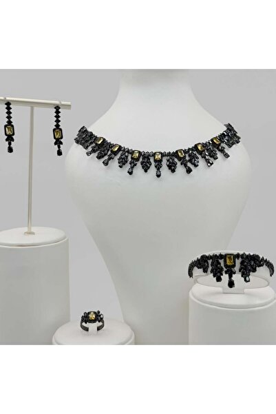 Generic Elegant black and yellow zircon set, special edition, diamond precisi...