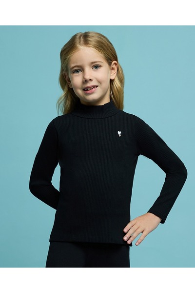 R&B Ribbed Top With High Neck And Long Sleeves