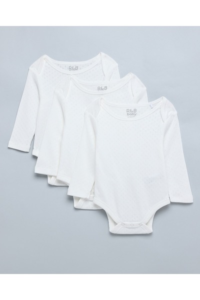 R&B 3 Pack Solid Bodysuits With Long Sleeves