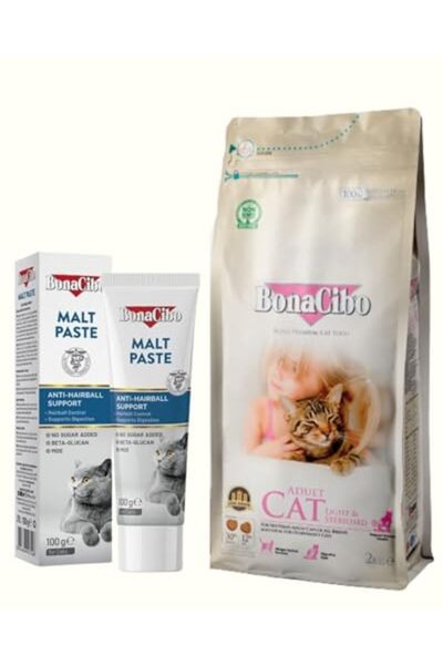 BonaCibo Kısırlaştırılmış Kedi Bakım Seti: Light & Sterilised Kuru Mama 2 Kg ...