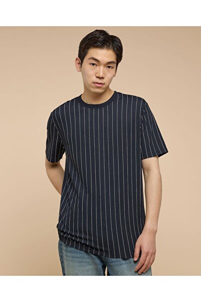 R&B Striped T-Shirt With Crew Neck And Short Sleeves