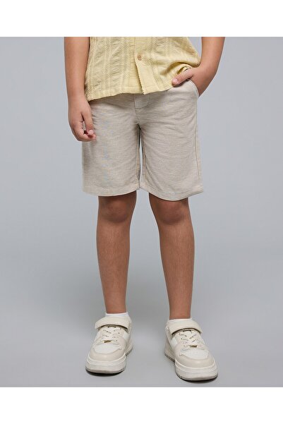 R&B شورت بيج سادة للأولاد مع إغلاق بأزرار