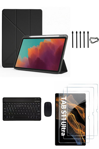 Covpor Samsung Galaxy Tab S11 ULTRA Origami Kılıf+Klavye Mouse+S Pen Yedek Uç...