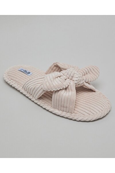 R&B Women's Beige Textured Bedroom Slippers
