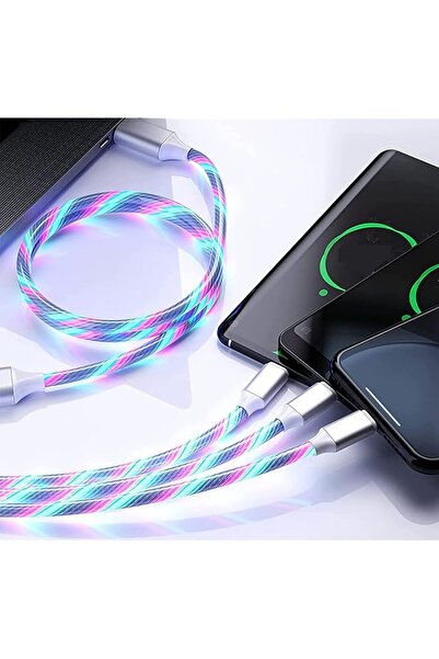 The Bros كابل شحن انسيابي، سلك شحن سريع USB بطول 3.9 قدم مزود بإضاءة LED، سلك...