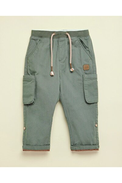 R&B Solid Cargo Pants With Drawstring Waist