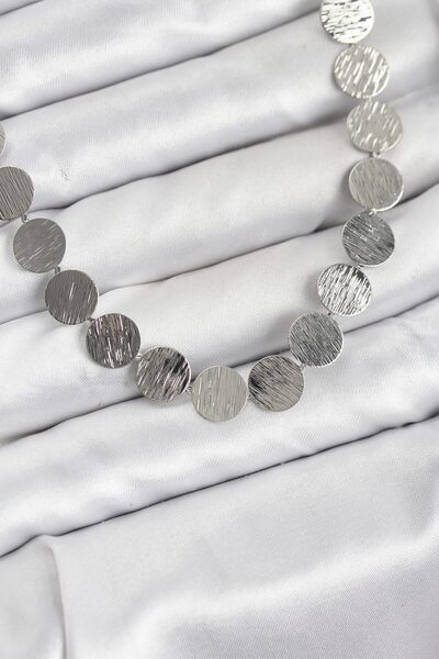 Nehir Round Plate Model Silver Color Women Necklace Valentine's Mother's Teac...