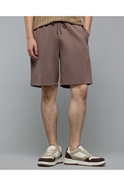 R&B Men's Frappe Solid Shorts With Drawstring Waist