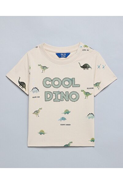 R&B تي شيرت مطرز برقبة دائرية وأكمام قصيرة