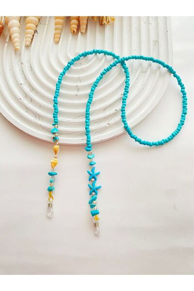 LiKESUN Turquoise Natural Women's Eyeglass Cord 70 cm