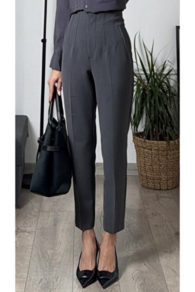 GAMZE ALPTEKİN Zr Model Original Brand Fillet Detailed Fabric Pants Slim Leg ...