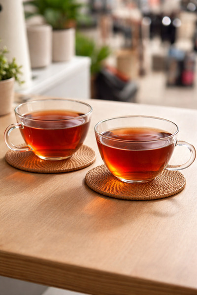 Homerest 2 قطعة من أكواب الشاي الزجاجية المصنوعة من البوروسيليكات، كوب فاخر ل...