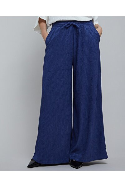 R&B بنطال أرجل واسعة بنسيج مميز مع خصر برباط