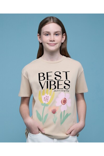 R&B Graphic Print T-Shirt With Crew Neck And Short Sleeves