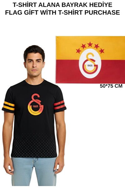 Galatasaray Lisanslı Logo Baskılı Siyah T-Shirt