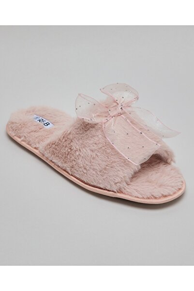 R&B Women's Pink Furry Bedroom Slippers