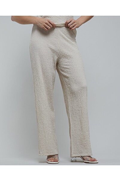 R&B بنطال أرجل واسعة بنسيج مميز وخصر مطاطي