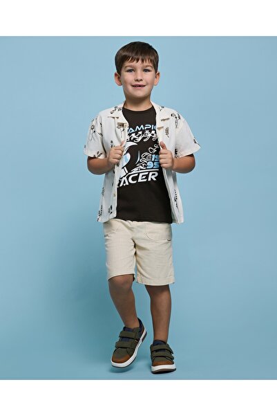 R&B Graphic Print T-Shirt With Crew Neck And Short Sleeves