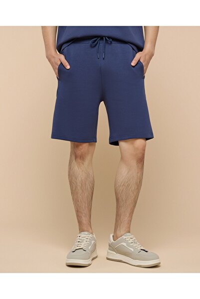 R&B Men's Light Blue Solid Shorts With Drawstring Waist