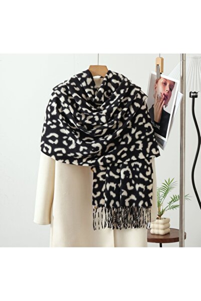Medtoka Siyah renk beyaz benekli şık şal✨️