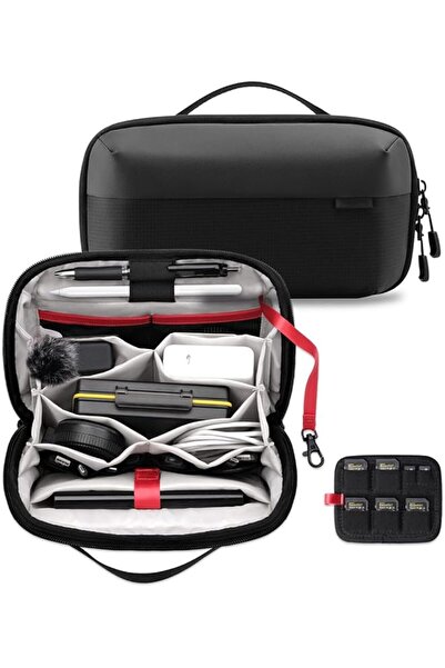 The Bros منظم إلكترونيات، منظم الكترونيات حقيبة بمقبض لإكسسوارات السفر مقاومة...