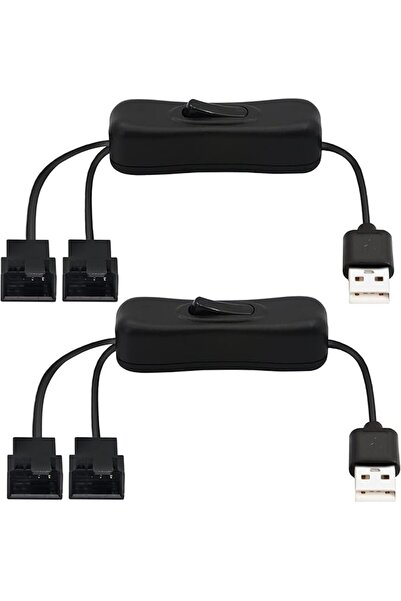 The Bros 40cm USB to Dual 3-Pin / 4-Pin PWM 5V USB Sleeved Fan Power Adapter ...