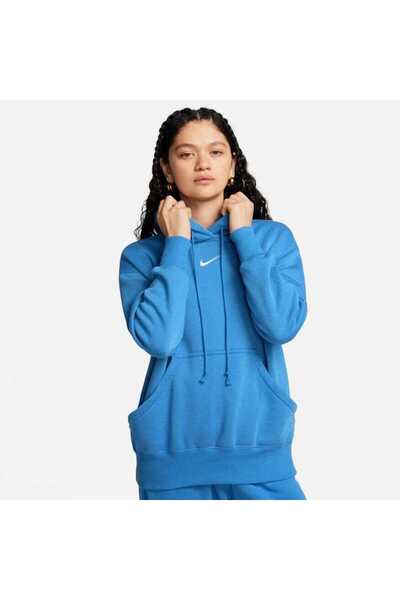Nike Sportswear Phoenix Fleece Oversized Pullover Hoodie Mavi
