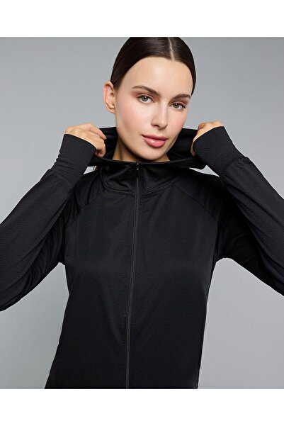 R&B Solid Hooded Active Jacket With Zipper Closure